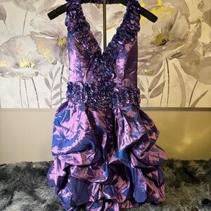 Elegant Purple Ruffled Prom Dress